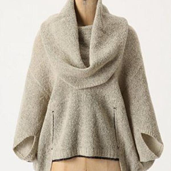 Cowl Neck Knit Poncho